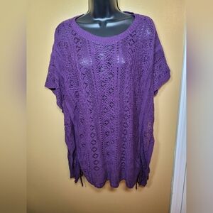 Intriguing Threads Purple Knit Coverup sz L/XL